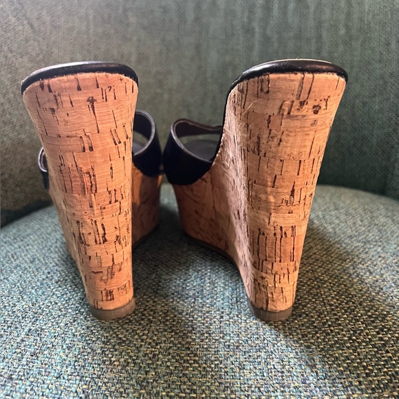 Black Wedge Cork Sandals - Picture 3 of 5